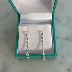 Diamond Bezel Drop Earrings- White Gold